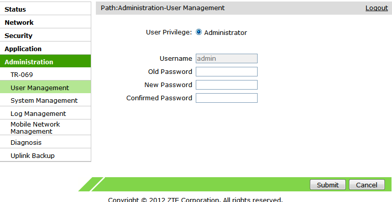 89. Σχήµα 89 ιαχείριση Administrator Password Ο Πίνακας 50 παραθέτει τις παραµέτρους διαχείρισης χρηστών.