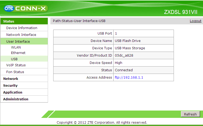 USB Στο δέντρο πλοήγησης, επιλέξτε [Status (Κατάσταση) User Interface ( ιεπαφή χρήστη) USB].