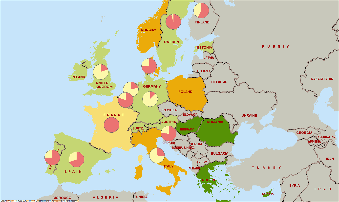 Επαγγελματική Ασφάλιση & Ασφαλιστές στην Ευρώπη Με κόκκινο η