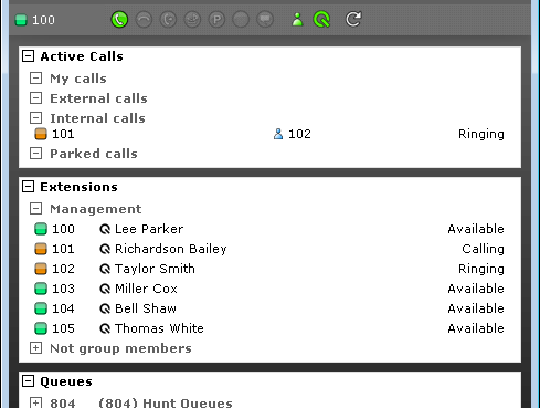 Η ένδειξη status φαίνεται σε οποιοδήποτε IP τηλέφωνο, συμπεριλαμβανόμενου το 3CX Assistant και το MyPhone user portal.