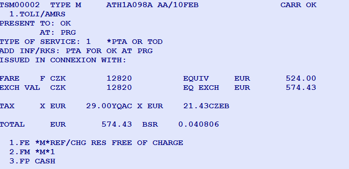 FT GRATH10 / L3 TQM system response : Tour Code Ακύρωση ή Τροποποίηση στοιχείων ενός MCO XE 3.1 ακύρωση της υπογραμμής 1 από το MCO στη γραμμή 3 3.