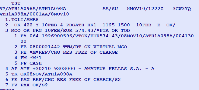 TTM/TMN έκδοση του MCO, εκτύπωση της λίστας των επιβατών σε hard-copy printer και αποστολή των ονομάτων τους σε αρχείο για back office interface (δείτε παρ. 2, εντολή TMI με option /QP).