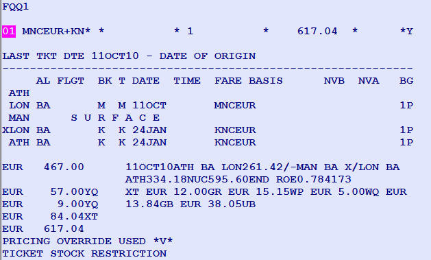 FQQ 01 Ενημέρωση του αρχικού αρχείου τιμής (original TST update ) με την νέα τιμή που προκύπτει και που έχει υπολογιστεί στο προηγούμενο στάδιο με την συλλογή τυχόν Rebooking fees από τους