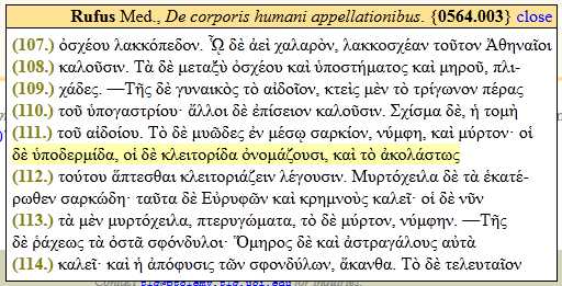 ΑΣΥ ΥΠΟΓΛΩΣΣΙΑ Page 13 'Ορος της Αφροδίτης Το λατ mons veneris Λογια περιφραση για το μουνι. Ουρά Αιδοῖον, αλλἀ, λόγῳ σχηματος, εννοείται μόνον το ανδρικόν. Βλ.