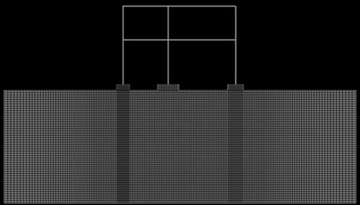 Αριστερό υποστύλωμα 4x4 (cm) Μεσαίο υποστύλωμα 4x4 (cm) Δεξί υποστύλωμα 4x4 (cm) Δοκός ορόφου 2x5 (cm) Δοκός ισογείου 2x5 (cm) Θεμέλιο 1 Θεμέλιο 2 Θεμέλιο 3 Έδαφος : Μη-γραμμικά τετραπλευρικά