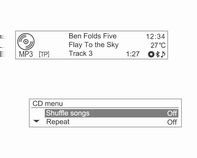 Ηχοσυστήματα 103 Για τα μουσικά κομμάτια MP3 (WMA), μπορείτε να δείτε περισσότερες πληροφορίες γυρίζοντας τον περιστροφικό διακόπτη MENU-TUNE στην οθόνη πληροφοριών μουσικών κομματιών.
