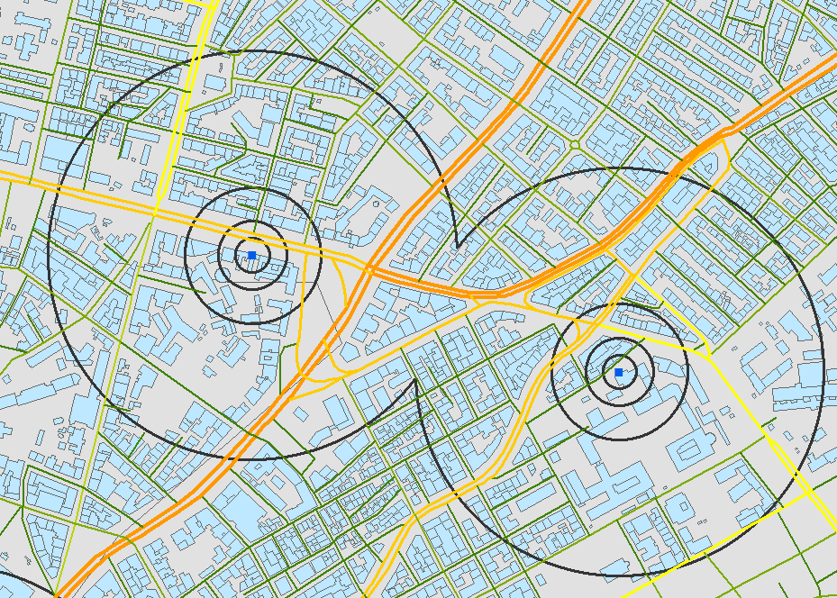 Παράδειγμα LUR μοντέλου: y= β 0 + β 1 *TRAFMAJORLOAD_25 + β 2 *HDRES_300 + β 3 *ROADLENGTH_100 Μετρήσεις ρύπων από κάθε