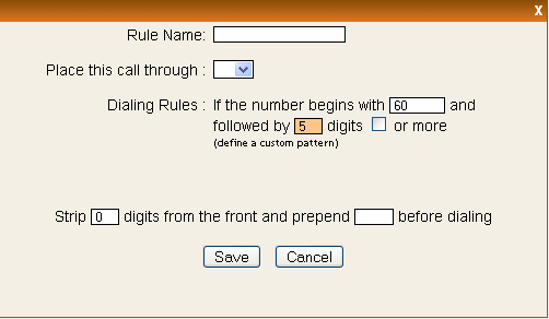 Για να προσθέσουμε έναν νέο κανόνα επιλέγουμε το κουμπί Add a Calling Rule και εμφανίζεται το παράθυρο της εικόνας 6.