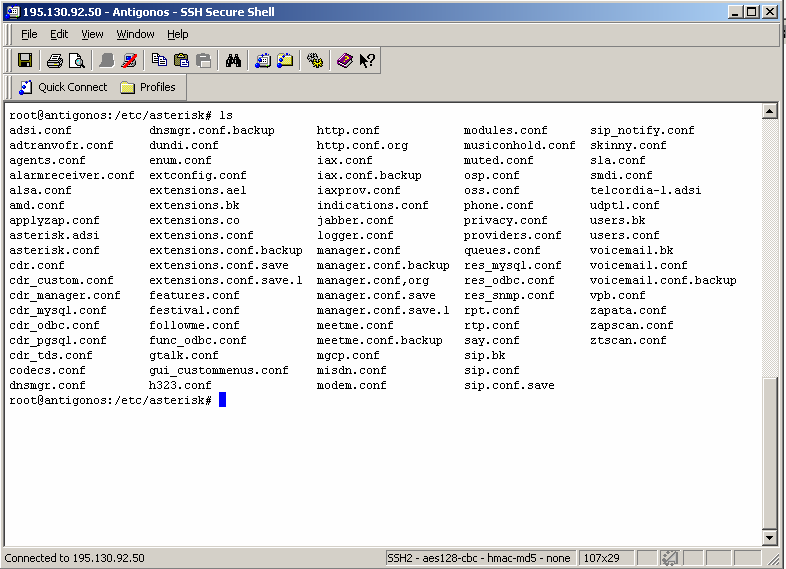 6.3 Διαχείριση του Asterisk από το command line Χρησιμοποιώντας επεξεργαστές κειμένου τύπου Unix όπως το vi και το nano μπορούμε να τροποποιήσουμε τα αρχεία του Asterisk.