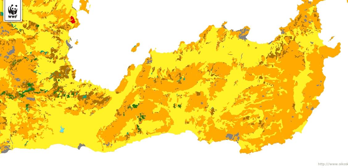 Εικόνα 4.7: Χρήσεις γης για την ευρύτερη περιοχή μελέτης.