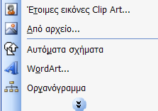 1. Εισαγωγή Εικόνας: Εισαγωγή εικόνας Clip Art: Εισαγωγή Εικόνα Έτοιμες εικόνες Clip Art ή επιλέγουμε Εισαγωγή Clip Art, από τη γραμμή εργαλείων σχεδίασης.