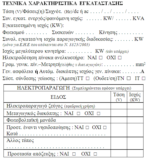 Σερληθά ραξαθηεξηζηηθά ηεο εγθαηάζηαζεο Δπηζεκάλζεηο: 44 έσο 50 Ζ εγθαηεζηεκέλε ηζρχο θαη ε θαηαλνκή ηεο πξέπεη λα πξνθχπηεη απφ ηελ έθζεζε παξάδνζεο Ζ πεξηγξαθή ηεο γξακκήο γεληθνχ πίλαθα κεηξεηή