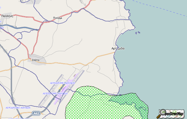 Χάρτης 6: Τα όρια του Δήμου Σπάτων Αρτέμιδος και η προστατευόμενη περιοχή GR3000004.