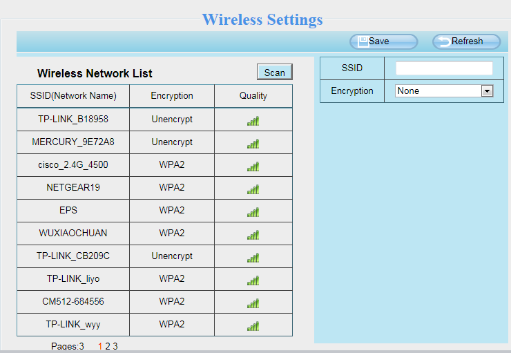 4.3.2 Wireless Settings (Ρυθμίσεις Ασύρματου Δικτύου) Βήμα 1: Επιλέξτε Settings (Ρυθμίσεις) στο πάνω μέρος του μενού της Κάμερας και στη συνέχεια μεταβείτε στο μενού Network (Δίκτυο) στα αριστερά της