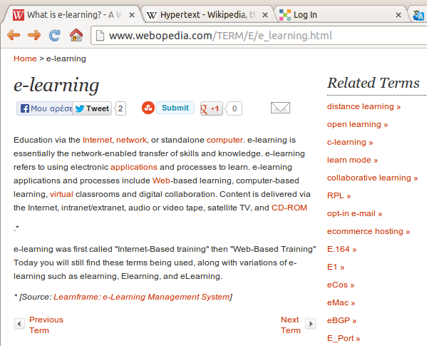 Figure 1 Exploiting hyperlinks Online text may also support persons with disabilities or reading difficulties.