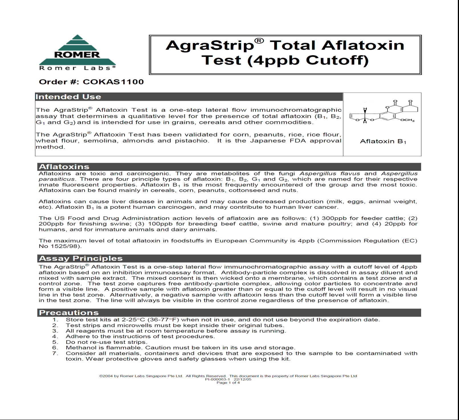 To -AgraStrip Total Aflatoxin Test (4ppb Cutoff).