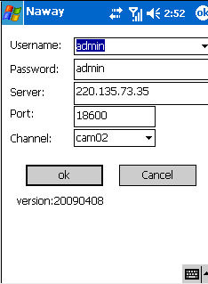 User name: µπορεί να µείνει κενό Password: πρέπει να είναι το ίδιο µε του IE. Sever: η δηµόσια IP ή το δυναµικό domain name του DVR.