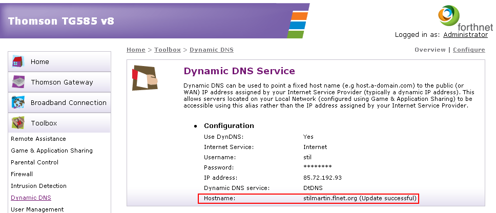 Screenshot 5: Hostname DNS Η επικοινωνία πλέον έχει επιτευχθεί από άκρη σε άκρη.