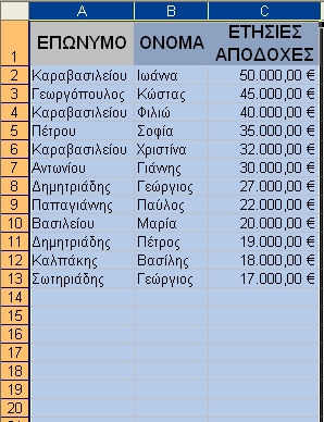 252 - ΜΑΚΡΟΕΝΤΟΛΕΣ Εικόνα 7-17: Παράθυρο διαλόγου Ταξινόµηση 7. Πατάµε [ΟΚ] και κλείνει το παράθυρο διαλόγου.