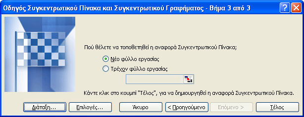 Το ίδιο αποτέλεσµα θα εµφανιζόταν και στην περίπτωση που αντί για όλη την περιοχή είχαµε επιλέξει οποιοδήποτε κελί της περιοχής των δεδοµένων (Εικόνα 9-1).