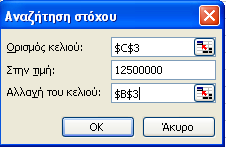 ΛΗΨΗ ΑΠΟΦΑΣΕΩΝ ΚΑΙ ΕΠΙΛΥΣΗ ΠΡΟΒΛΗΜΑΤΩΝ ΓΡΑΜΜΙΚΟΥ ΠΡΟΓΡΑΜΜΑΤΙΣΜΟΥ - 357 Το κελί από το οποίο εξαρτάται η τιµή του κελιού στόχος Κελί στόχος Τιµή στόχος την οποία πρέπει να αποκτήσει το κελί στόχος