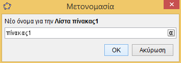 και να πατήστε Enter. Μπορείτε να αλλάξετε το όνομα ενός πίνακα, αν κάνετε δεξί κλικ πάνω του και επιλέξετε, από το αναδυόμενο μενού «Μετονομασία».