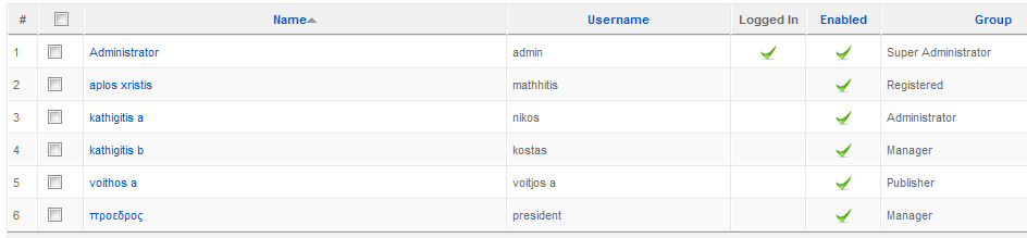 Χρήστες (users) Επιλέγουμε σε ποια ομάδα θα είναι ο κάθε χρήστης Αφού