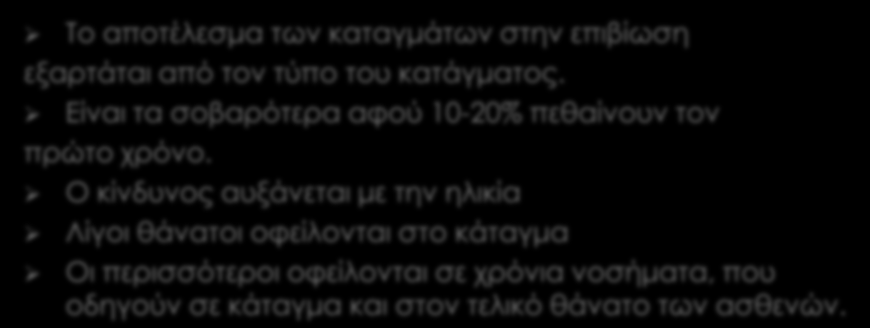 Σο αποτέλεσμα των καταγμάτων στην επιβίωση εξαρτάται από τον τύπο του