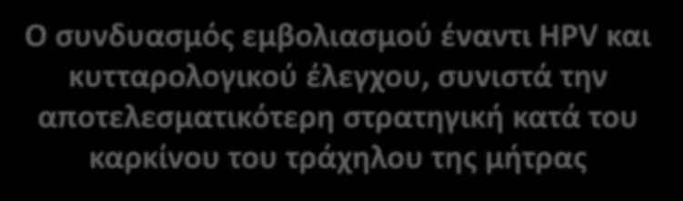 Πρόληψη του καρκίνου τραχήλου της μήτρας: Ο συνδυασμός πρωτογενούς και δευτερογενούς πρόληψης Ο συνδυασμός εμβολιασμού έναντι HPV και κυτταρολογικού