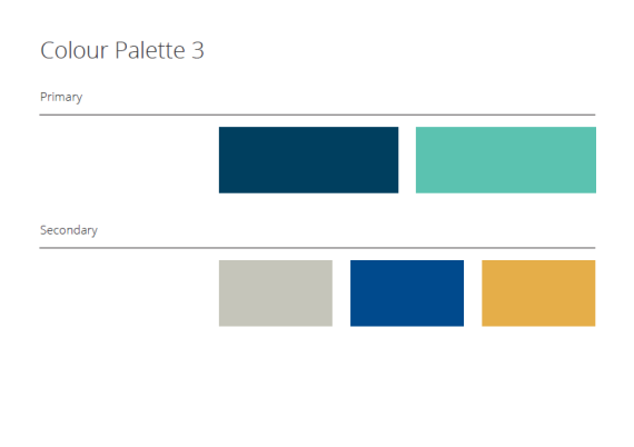 These five designs were shown to the project partners along with the selection of four colour palettes shown below.