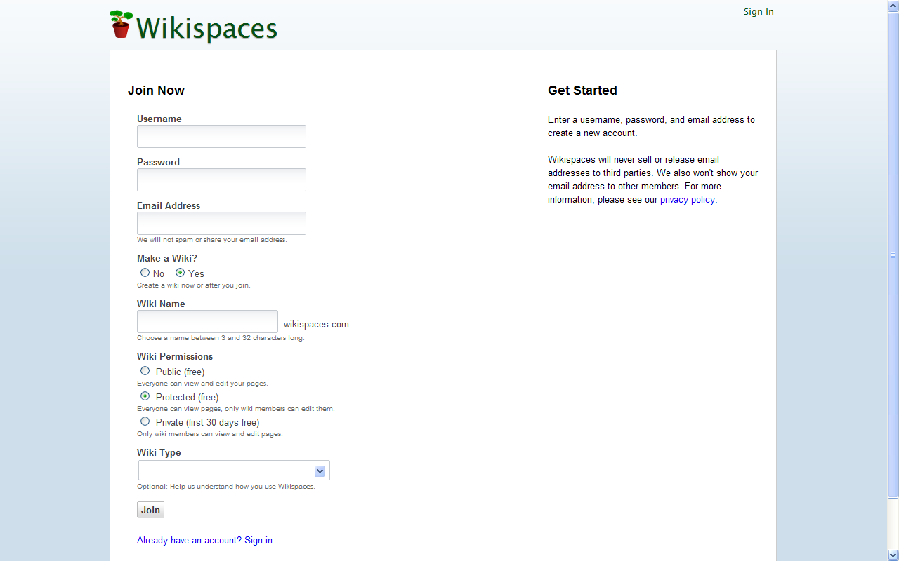 Εργαλεία Εξυπηρέτησης Χρηστών Η εγγραφή στο wikispaces είναι δωρεάν για όλους τους χρήστες.