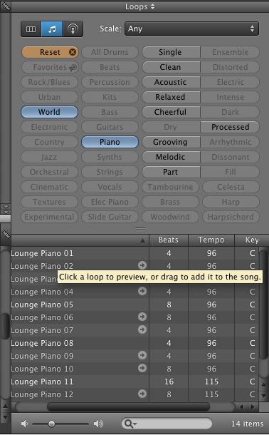 έλα παξάζπξν ην νπνίν πεξηέρεη ηηο δηαζέζηκεο θαηεγνξίεο ησλ loops. Απηφ πνπ πξέπεη λα ζπκφκαζηε είλαη φηη ηα πεξηζζφηεξα loops ζα δηαθέξνπλ σο πξνο ην tempo, ην κέηξν θαη ηελ θιίκαθα.