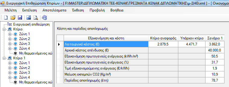 Εικόνα 6.2.41 Αποτελέσματα ενεργειακών απαιτήσεων και καταναλώσεων λειτουργίας με μ-σηθ. Όπως φαίνεται στην παραπάνω εικόνα, η κατανάλωση ηλεκτρισμού έχει μειωθεί στις 24,6 kwh/m 2.