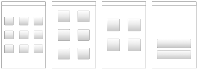 Τα πλέγματα 3x3, 2x3, 2x2, και 1x2 είναι οι πιο συνηθισμένες διατάξεις Αλλά το Springboard δεν χρειάζεται να ακολουθεί τη