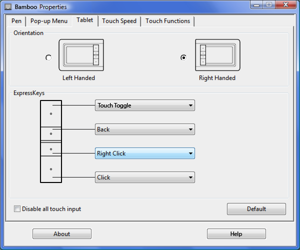 39 ΑΠΕΝΕΡΓΟΠΟΙΗΣΗ ΤΗΣ ΑΦΗΣ DISABLING TOUCH Choose ABLET tab to disable enable touch input. Επιλέξτε την T ταμπέλα TABLET για ναand απενεργοποιήσετε ή να ενεργοποιήσετε την εισαγωγή αφής.