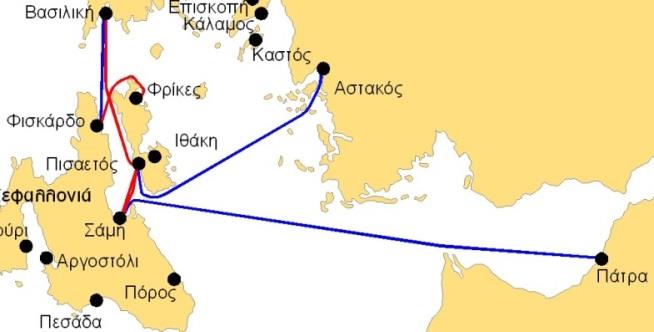 .5. Περιοχή Κεντρικού Ιονίου Γενικό σκεπτικό Το υφιστάμενο δίκτυο της περιοχής αυτής εξυπηρετεί τη σύνδεση των νησιών Λευκάδας, Ιθάκης και Κεφαλονιάς με την ηπειρωτική χώρα (με gae τα λιμάνια του