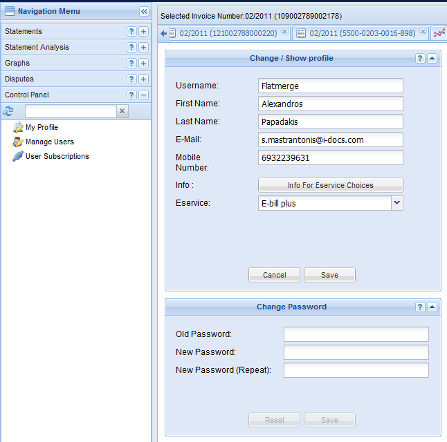 PFM > Premium Analytics / Self Care Various / configurable reporting elements Profile management User