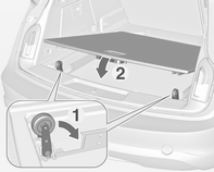 74 Αποθήκευση Κάλυμμα πίσω αποθηκευτικού χώρου του δαπέδου Συρόμενο κάλυμμα δαπέδου (FlexFloor) Ως ρύθμιση ευκολίας του χώρου αποσκευών, το κάλυμμα του δαπέδου μπορεί να τραβηχτεί προς τα έξω.