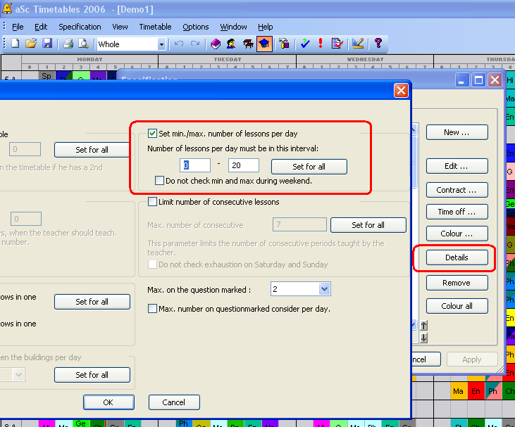 You can specify how many lessons can be placed on question marked positions. You can e.g. specify that the teacher have 6th lesson question marked and max is 2.