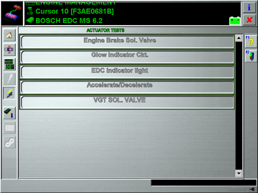 6 XD Το Smart Module (SM) 6.8.8 Έλεγχος ενεργοποιητών Με τη λειτουργία Actuators Test (Έλεγχος ενεργοποιητών), ελέγχονται οι ενεργοποιητές.