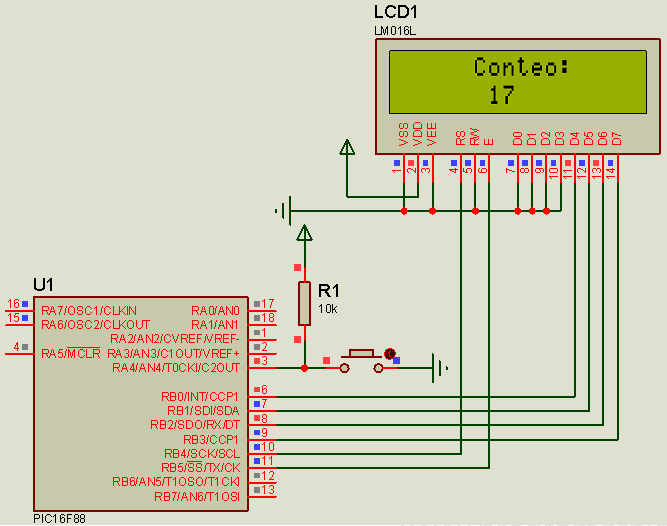 2.3.2 LCD σύνδεση 16x2 Η οθόνη LCD 16x2 για να συνδεθεί απαιτεί 4 pins δεδομένων, 1 pin για να