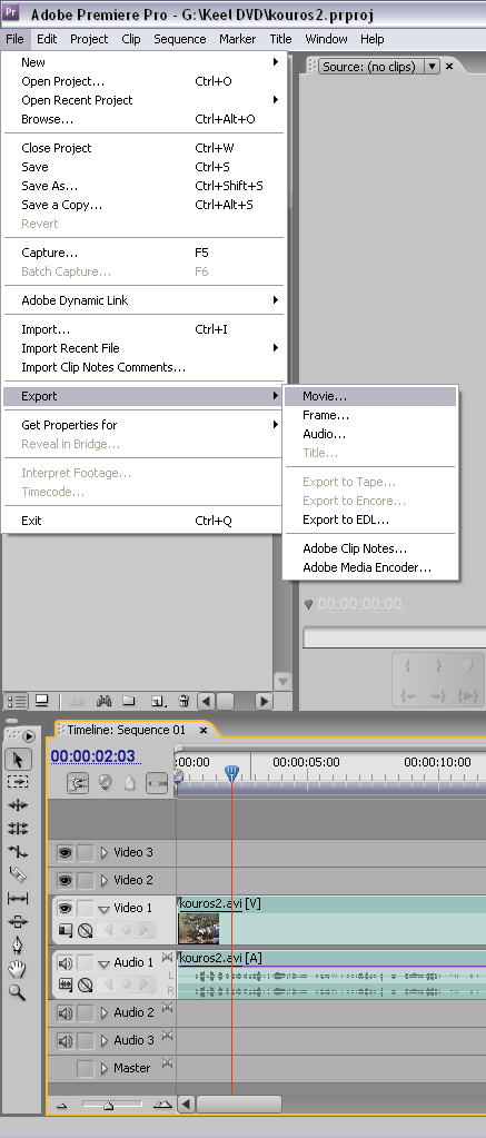 Εικόνα 14 - File>Export Καταγράψτε ποιες επιλογές βλέπετε, ποιες είναι ενεργές, ποιες όχι (βάζοντας ένα ) και γιατί, καθώς επίσης και τι