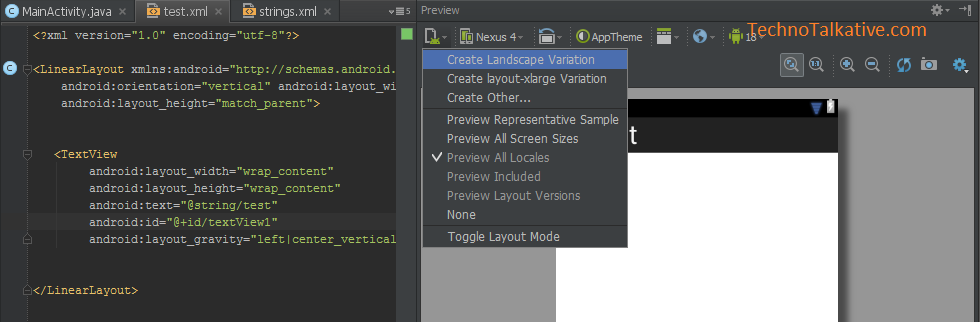 2 - Εργαλεία ανάπτυξης εφαρμογής Εικόνα 26. Δημιουργία διάταξης παραλλαγής 2.2.2 Εγκατάσταση του Android Studio 1. Λήψη της εφαρμογής Android Studio από την παρακάτω διεύθυνση: http://developer.