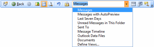 92 Κεφάλαιο 1 Ξεκίνημα με το Outlook 2007 Εξερεύνηση της γραμμής εργαλείων Advanced Το παράθυρο προγράμματος του Outlook έχει τρεις γραμμές εργαλείων: τη Βασική (Standard) γραμμή εργαλείων, τη γραμμή