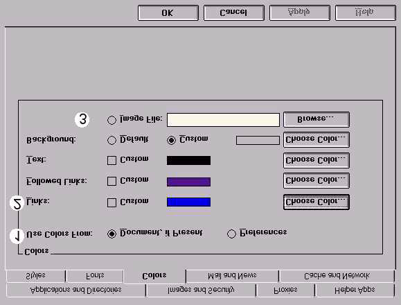 Παράμετροι Λειτουργίας Netscape - Styles, Fonts, Colors, Mail & News, Cache & Networks Colors 1.