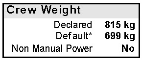 από τον ιδιοκτήτη (εμφανίζεται για πληροφοριακούς λόγους) Το βάρος πληρώματος στον αγώνα δεν πρέπει να υπερβαίνει το Declared Non Manual Power: Χρήση π.χ.