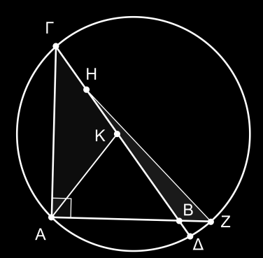 ΘΕΜΑ Γ o Θεωρούμε ορθογώνιο τρίγωνο Α ΒΓ, ( Α 90 ) με =0 και τον κύκλο που διέρχεται από τα, και τέμνει τις προεκτάσεις των και στα σημεία και αντίστοιχα ώστε 1,8, και 15. Γ1. Να αποδείξετε ότι =1. Γ. Να υπολογίσετε το μήκος της.