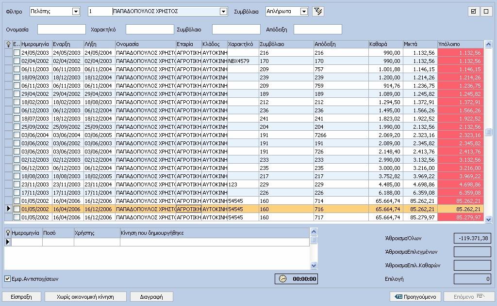 68 InsuranceWorks Help διπλανό πεδίο, ανάλογα µε τον τρόπο αναζήτησης που έχουµε επιλέξει, επιλέγουµε ή πληκτρολογούµε τα αντίστοιχα φίλτρα (π.χ. Αν έχουµε επιλέξει στο πρώτο πεδίο Πελάτης, στο διπλανό επιλέγουµε το όνοµα του Πελάτη).