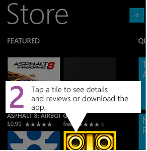 Εικόνα 20: Windows Store 2) Πατάμε σε κάποιο tile να δούμε