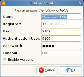 19 / 25 4.1.3 Προσθήκη ενός λογαριασμού κλήσης Ekiga Για να προσθέσετε ένα λογαριασμό κλήσεων Ekiga, απλώς επιλέξτε Λογαριασμός -> Προσθήκη λογαριασμού κλήσεων Ekiga στο μενού.